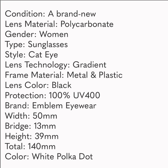 Retro chic cat eyes polka dot sunglasses - Picture 3 of 3